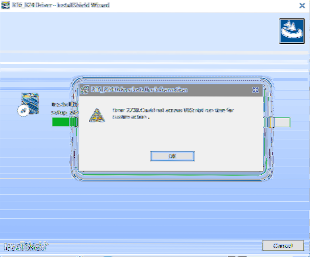 Correção para erros 2738 e 2739 do Windows Installer