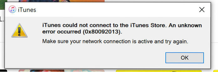 Løs iTunes Store-feilkode 0x80092013, det var et problem med nedlasting i Windows 10