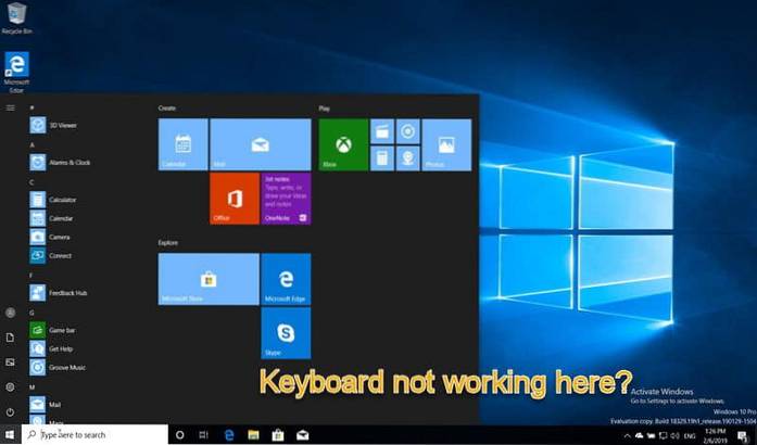 Correction du clavier ne fonctionnant pas sur MS Edge, le menu Démarrer, Cortana, l'écran de verrouillage et Skype