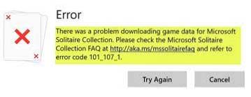 Fix Microsoft Solitaire Collection Error Code 101_107_1 In Windows 10