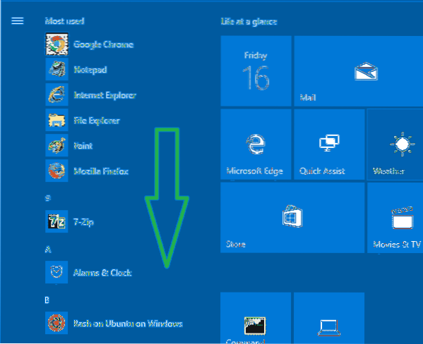 [Poprawka] Nie działa przewijanie myszy w menu Start Wszystkie aplikacje w systemie Windows 10