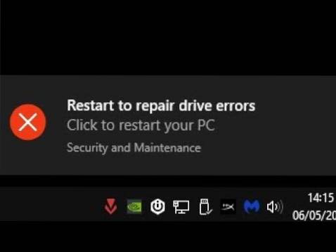 Fix Restart to repair drive errors in Windows 10
