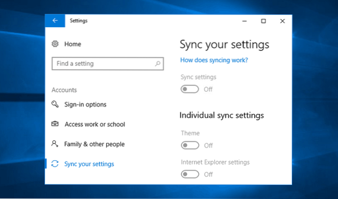 Fix Sync Settings Greyed Out in Windows 10