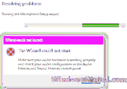 Oprava chyby „Průvodce nelze spustit mikrofon“ v systému Windows 10