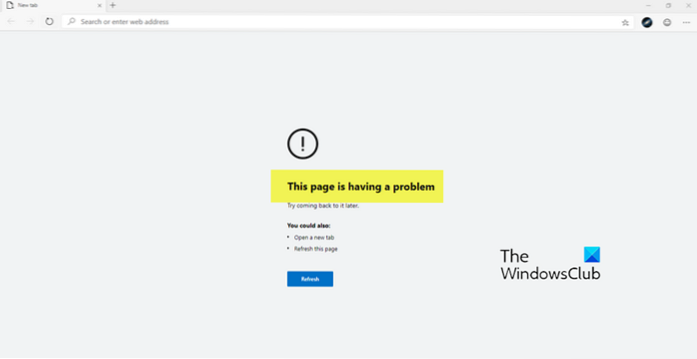 Fix- This page is having a problem error in Microsoft Edge
