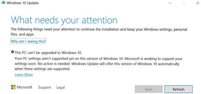 Fix Your PC settings aren't supported Error When Upgrading To Windows 10 Version 2004