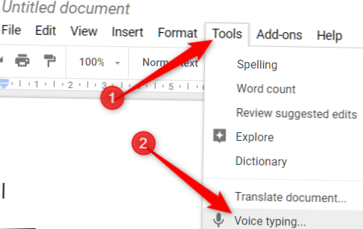google docs voice typing
