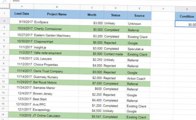 formattazione condizionale di fogli di google basata su un altro colore di cella