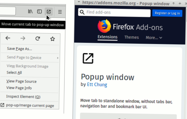 Skjul url bar Firefox