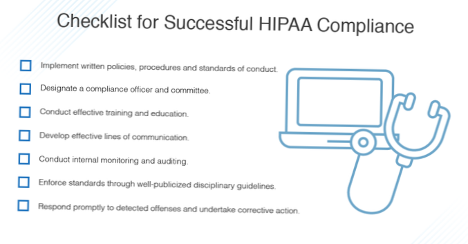 Lista de verificação de conformidade HIPAA e ferramentas a serem usadas