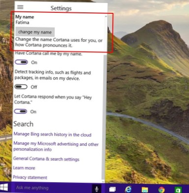 Wie bringe ich Cortana dazu, meinen Namen zu sagen?