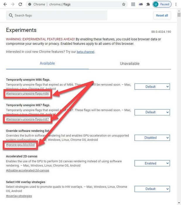 Come aggiungere funzionalità sperimentali in Chrome utilizzando gli interruttori della riga di comando