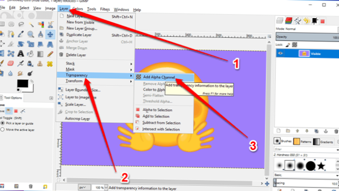 Cómo agregar transparencia a una imagen en GIMP en Windows 10