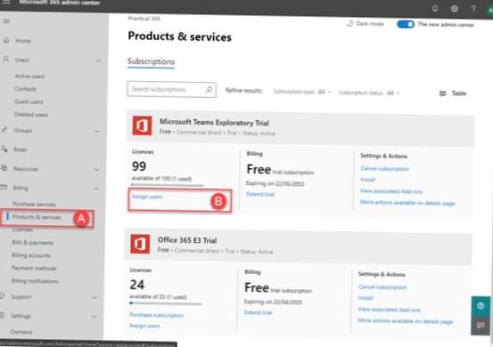 Come assegnare una licenza esplorativa di Microsoft Teams
