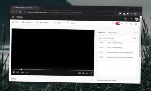 How to autogenerate a Microsoft Teams transcription for a meeting