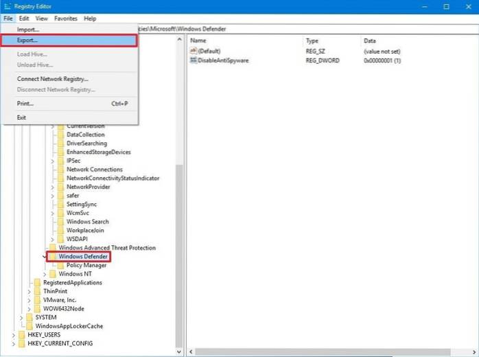 How To Backup Registry editor settings in Windows 10