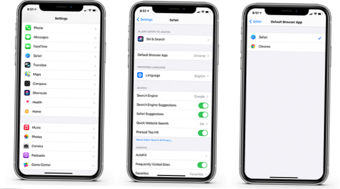 How to change the default browser on iPhone