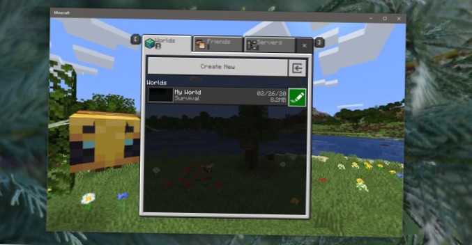 Comment changer le mode de jeu pour un monde dans Minecraft sur Windows 10