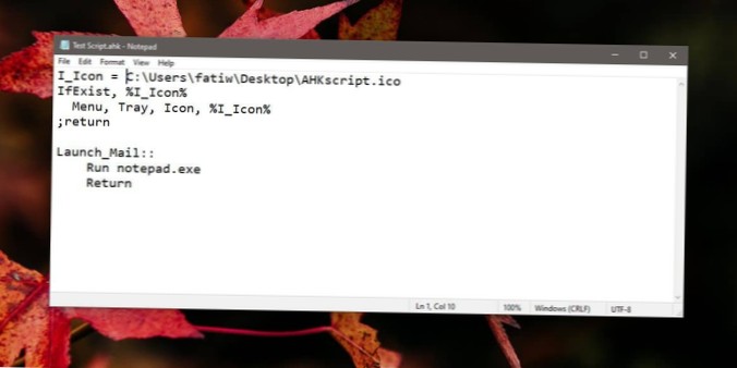 How to change the icon for an AutoHotKey script on Windows 10