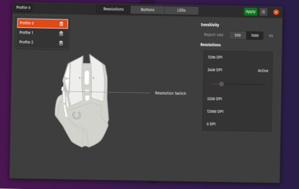 How to change the LED on a Logitech G series mouse in Linux