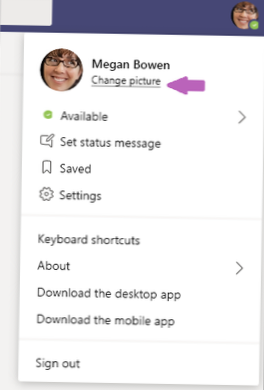 How to change the Microsoft Teams profile picture