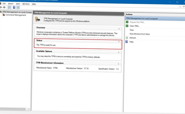 Como verificar o chip Trusted Platform Module (TPM) no Windows 10