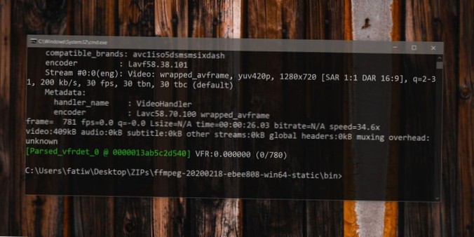 Comment vérifier si une vidéo a une fréquence d'images variable sous Windows 10
