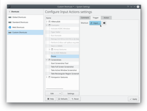 Cum se configurează comenzile rapide personalizate în KDE