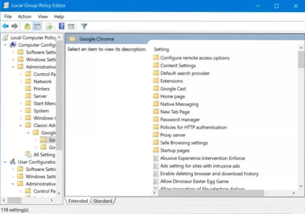 Come configurare Google Chrome utilizzando Criteri di gruppo in Windows 10