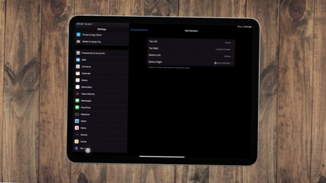 Hvordan konfigurere varme hjørner på en iPad