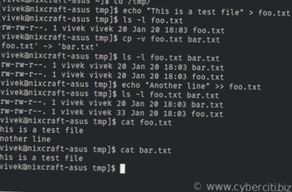 hur man kopierar hela innehållet i en fil i Linux