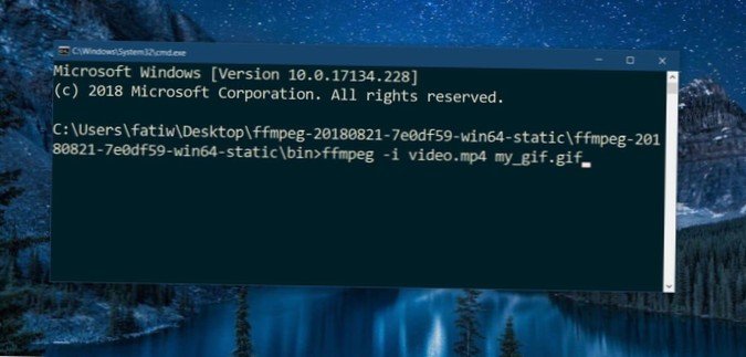 Cómo crear GIF con FFMpeg en Windows 10