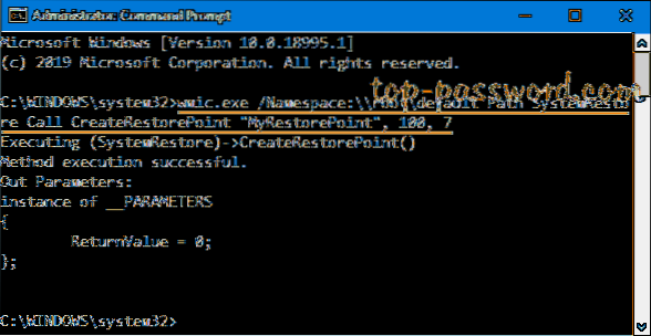 Como criar um ponto de restauração do sistema usando o prompt de comando / Powershell