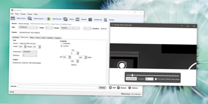 So beschneiden Sie ein Video unter Windows 10 mit Handbrake
