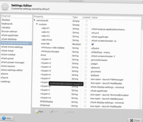How to customize keyboard shortcuts on the XFCE4 desktop