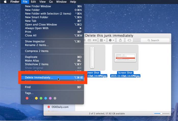 Como excluir arquivos que estão em uso no OS X