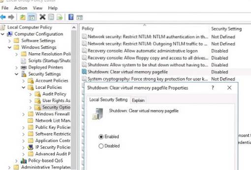 How to Delete PageFile.sys on shutdown in Windows 10