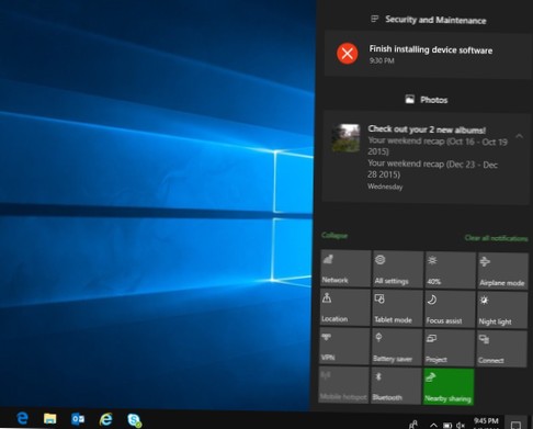 How to disable auto dismiss for Action Center on Windows 10