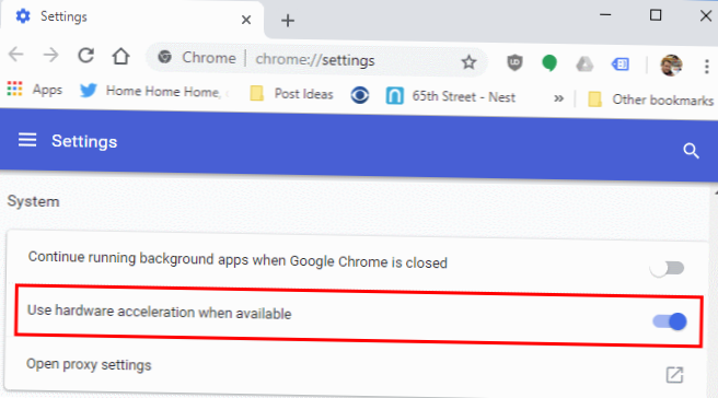 Como desativar a aceleração de hardware do Chrome