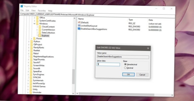 How to disable 'Recommended' in Windows Search on Windows 10