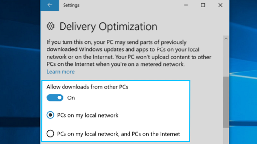 Como desativar a otimização de entrega do Windows Update no Windows 10