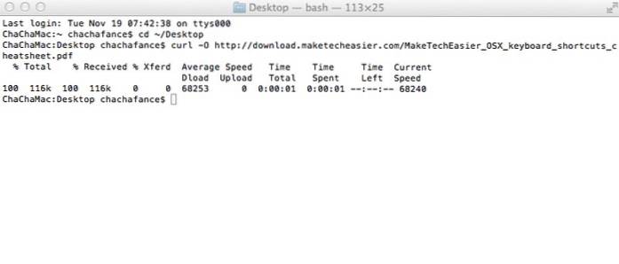 Cómo descargar archivos desde la terminal en Mac OS X y ver su progreso