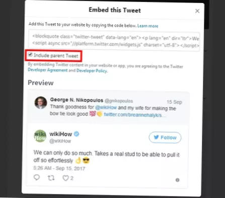 hvordan man integrerer en tweet i et svar