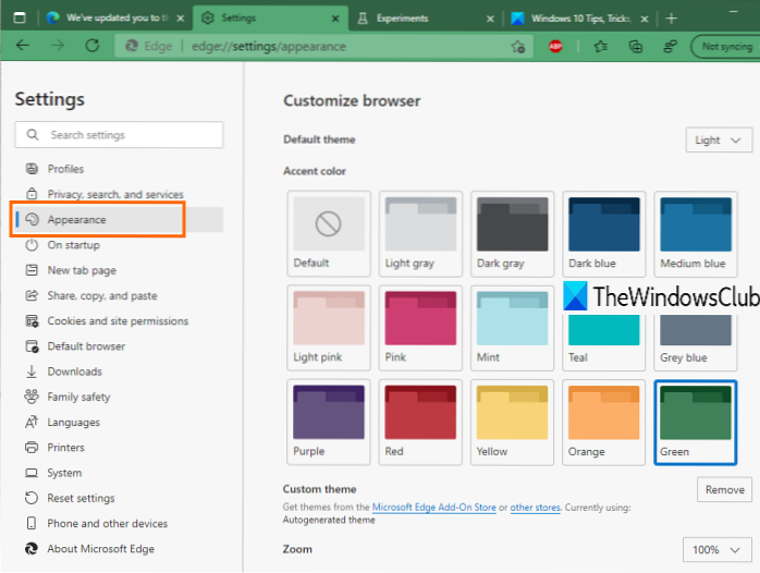 How To Enable Accent Themes In Microsoft Edge