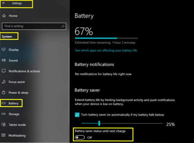 How to Enable and Disable Battery Saver Mode in Windows 10