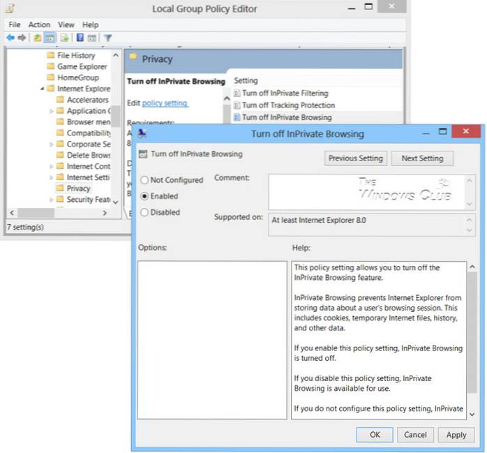 How to Enable or Disable In-Private Browsing in all Browsers