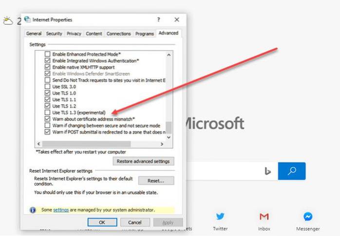 Sådan aktiveres eller deaktiveres TLS 1.3 I Windows 10