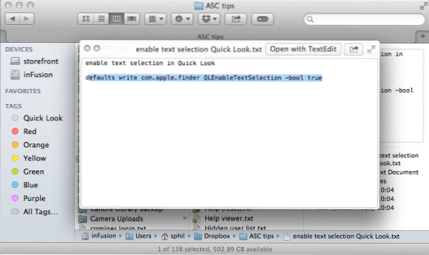 How to Enable Text Selection in Quick Look [Mac]