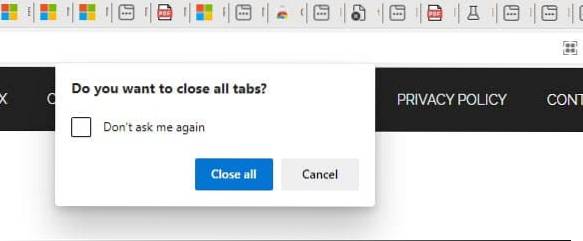Como ativar o aviso / prompt “Fechar todas as guias” no Microsoft Edge