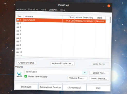 How to encrypt a USB flash drive on Linux with VeraCrypt